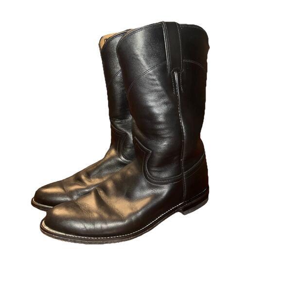 Justin L3703 Ladies Classic Roper Boot Black Kipskin Cowhide Foot Roper Toe 6.5C - Picture 1 of 7